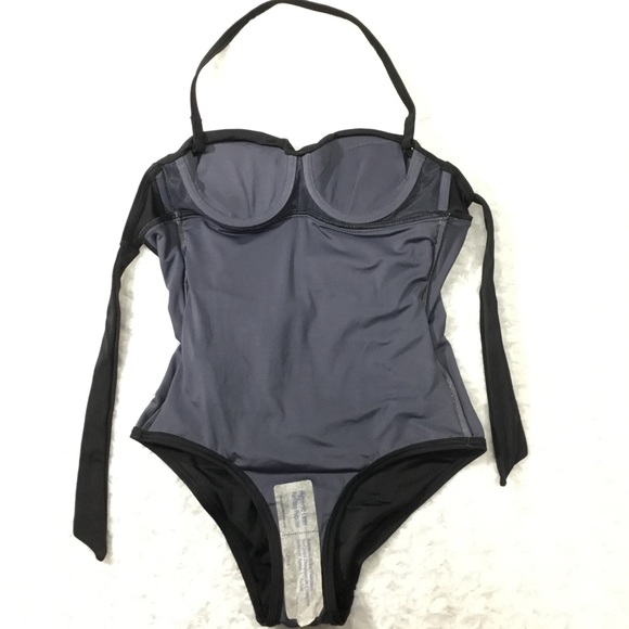 Victoria’s Secret Twist Bandeau Tie Back Retro One-piece Swimsuit Black 32A - Picture 16 of 16